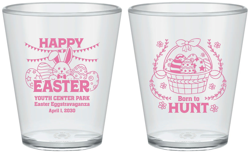 Custom Easter Plastic Shot Glasses - Born To Hunt Bunny | 210007