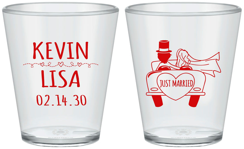 Custom Wedding Plastic Shot Glasses - Just Married | 212