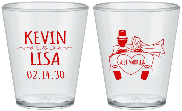 Custom Wedding Plastic Shot Glasses - Just Married | 212