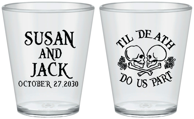 Custom Wedding Plastic Shot Glasses - Til Death Do Us Part | 213