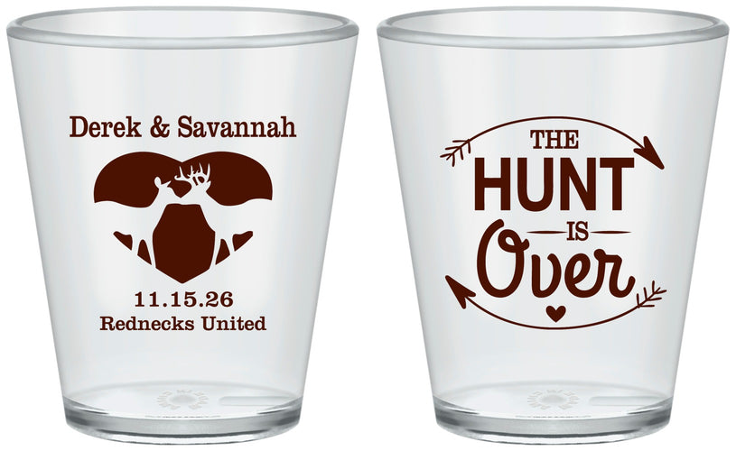 Custom Wedding Plastic Shot Glasses - The Hunt Is Over Deer | 220