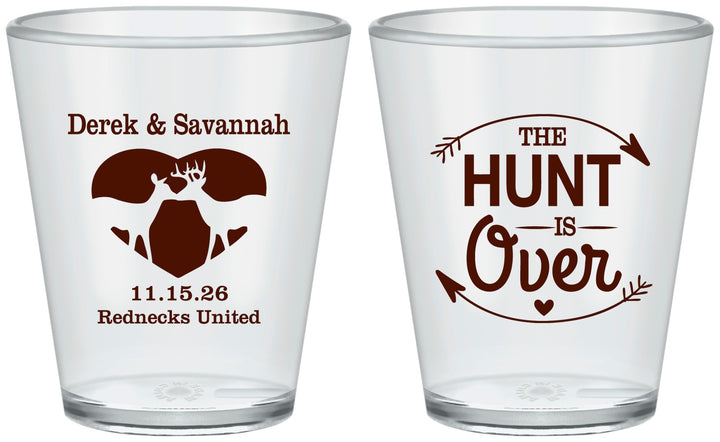 Custom Wedding Plastic Shot Glasses - The Hunt Is Over Deer | 220