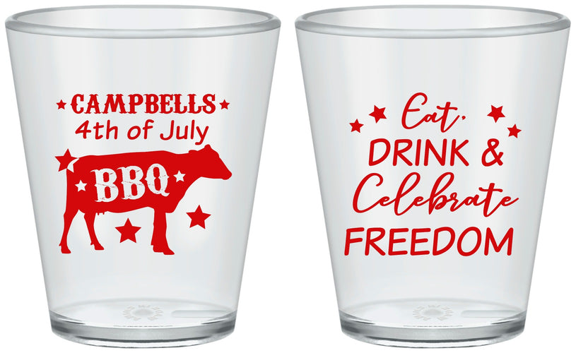 Custom 4th Of July Plastic Shot Glasses - Eat Drink Freedom | 220000