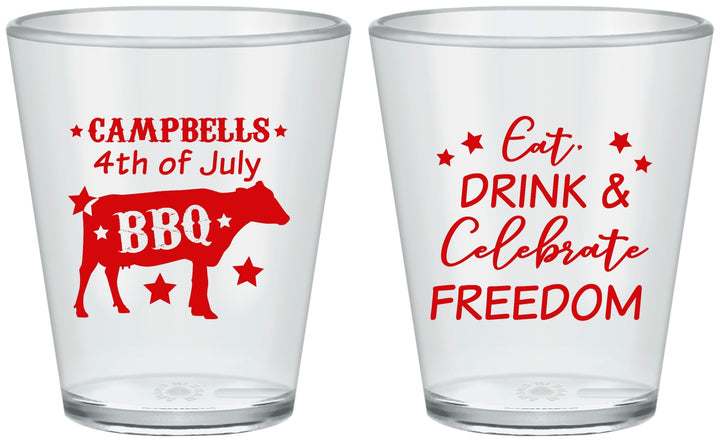 Custom 4th Of July Plastic Shot Glasses - Eat Drink Freedom | 220000