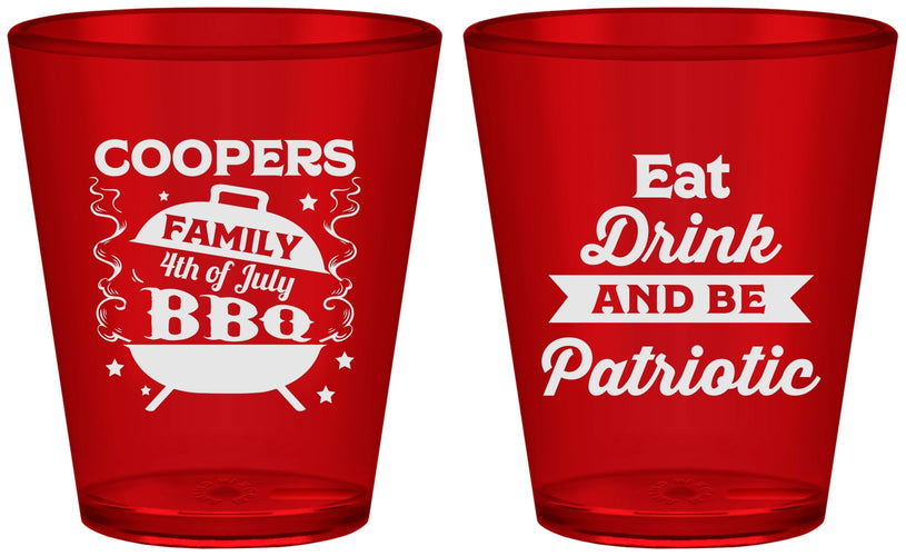 Custom 4th Of July Plastic Shot Glasses - Eat Drink Patriotic | 220002