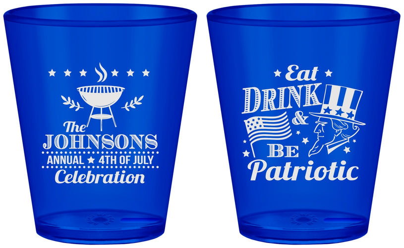 Custom 4th Of July Plastic Shot Glasses - Eat Drink Patriotic | 220003