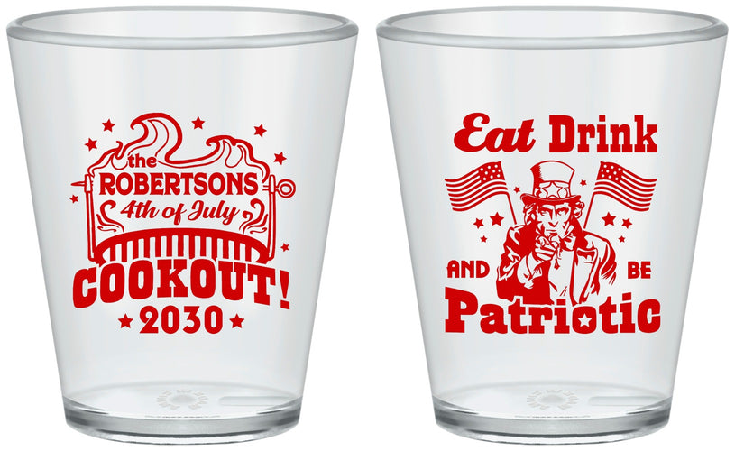 Custom 4th Of July Plastic Shot Glasses - Eat Drink Patriotic | 220004