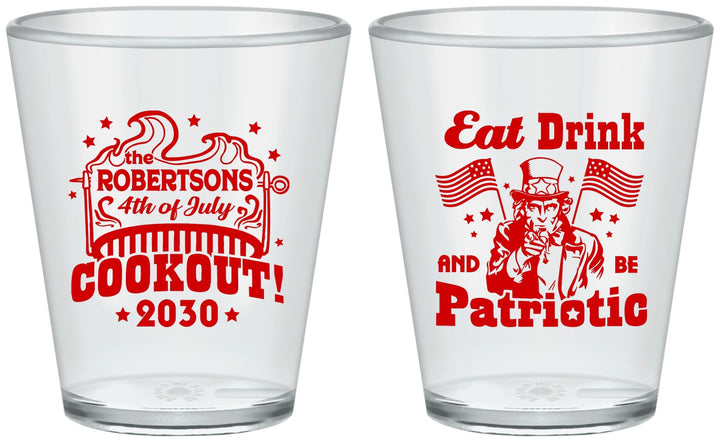 Custom 4th Of July Plastic Shot Glasses - Eat Drink Patriotic | 220004