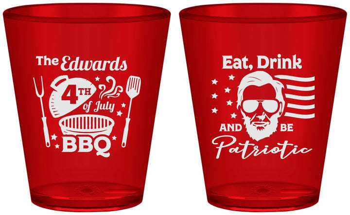 Custom 4th Of July Plastic Shot Glasses - Eat Drink Patriotic | 220006