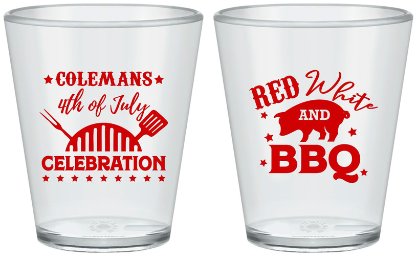Custom 4th Of July Plastic Shot Glasses - Red White Bbq | 220008