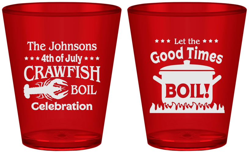 Custom 4th Of July Plastic Shot Glasses - Crawfish Boil | 220010