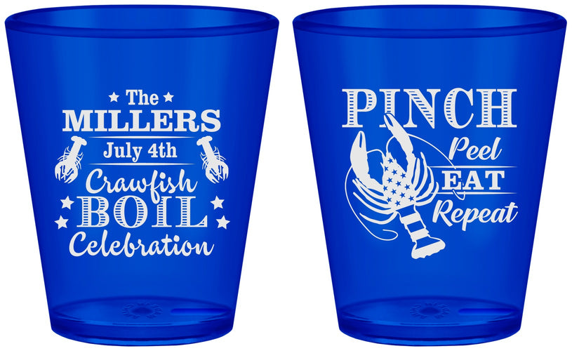 Custom 4th Of July Plastic Shot Glasses - Pink Peel Crawfish | 220011