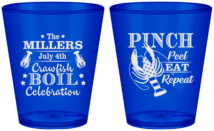 Custom 4th Of July Plastic Shot Glasses - Pink Peel Crawfish | 220011