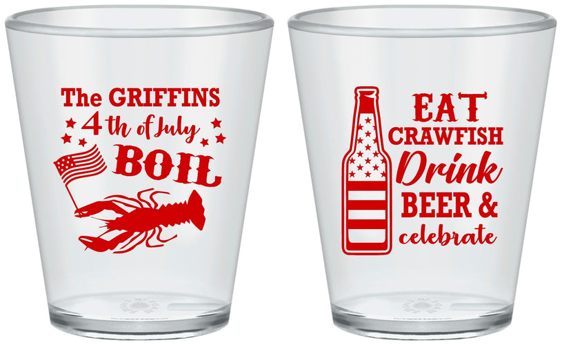 Custom 4th Of July Plastic Shot Glasses - Crawfish Boil | 220012