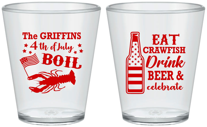 Custom 4th Of July Plastic Shot Glasses - Crawfish Boil | 220012