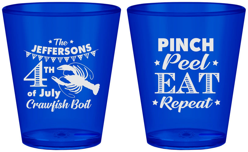 Custom 4th Of July Plastic Shot Glasses - Pink Peel Crawfish | 220015