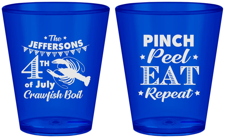 Custom 4th Of July Plastic Shot Glasses - Pink Peel Crawfish | 220015