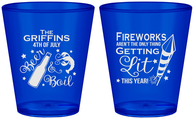 Custom 4th Of July Plastic Shot Glasses - Beach Red White Blue | 220019