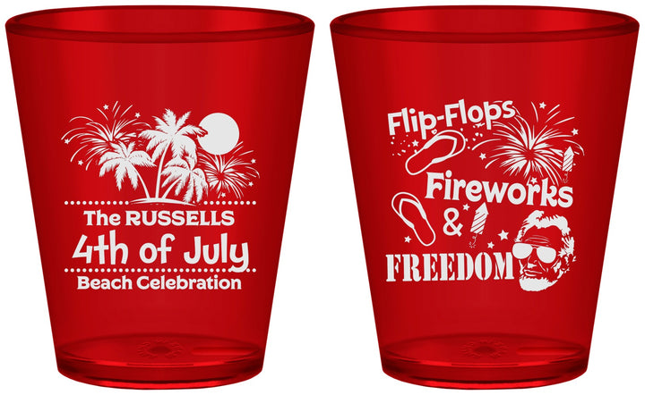 Custom 4th Of July Plastic Shot Glasses - Fireworks Beach | 220026