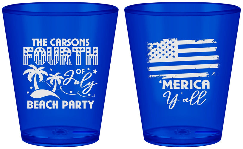 Custom 4th Of July Plastic Shot Glasses - Beach Merica Yall | 220027