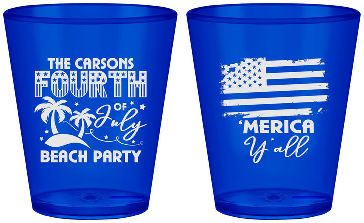 Custom 4th Of July Plastic Shot Glasses - Beach Merica Yall | 220027