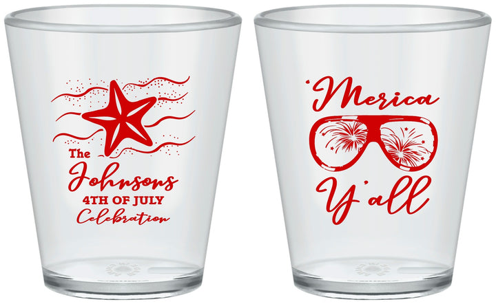 Custom 4th Of July Plastic Shot Glasses - Beach Merica Yall | 220028