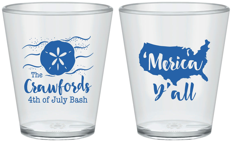 Custom 4th Of July Plastic Shot Glasses - Beach Merica Yall | 220029