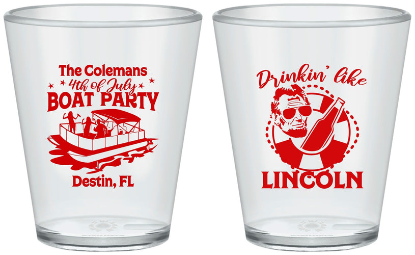 Custom 4th Of July Plastic Shot Glasses - Drinkin Like Lincoln | 220032