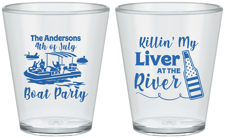 Custom 4th Of July Plastic Shot Glasses - Boat River | 220033