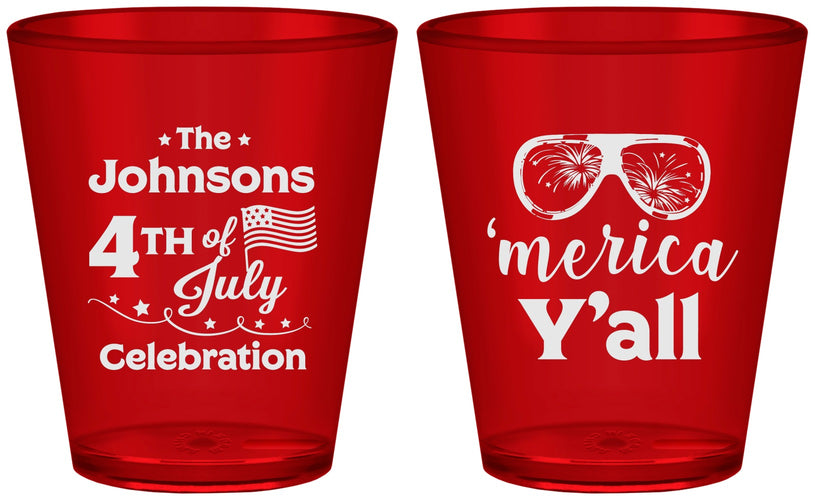 Custom 4th Of July Plastic Shot Glasses - Merica Yall | 220034