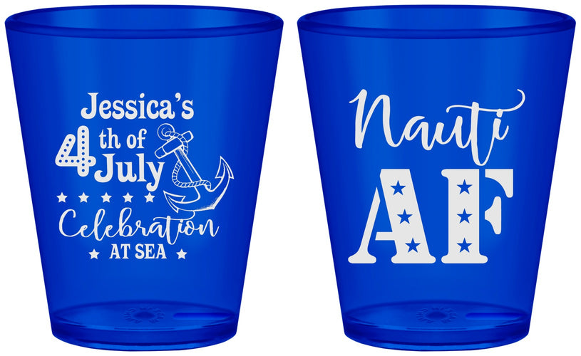 Custom 4th Of July Plastic Shot Glasses - Nautical Anchor | 220035