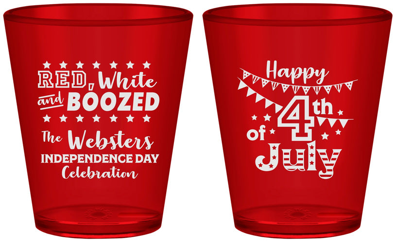Custom 4th Of July Plastic Shot Glasses - Red White Booze | 220042