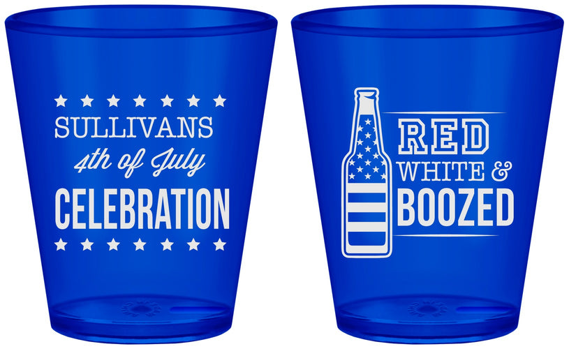 Custom 4th Of July Plastic Shot Glasses - Red White Booze | 220043