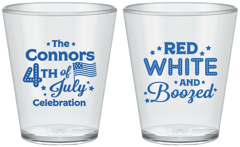 Custom 4th Of July Plastic Shot Glasses - Red White Booze | 220045
