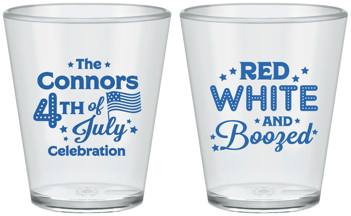 Custom 4th Of July Plastic Shot Glasses - Red White Booze | 220045
