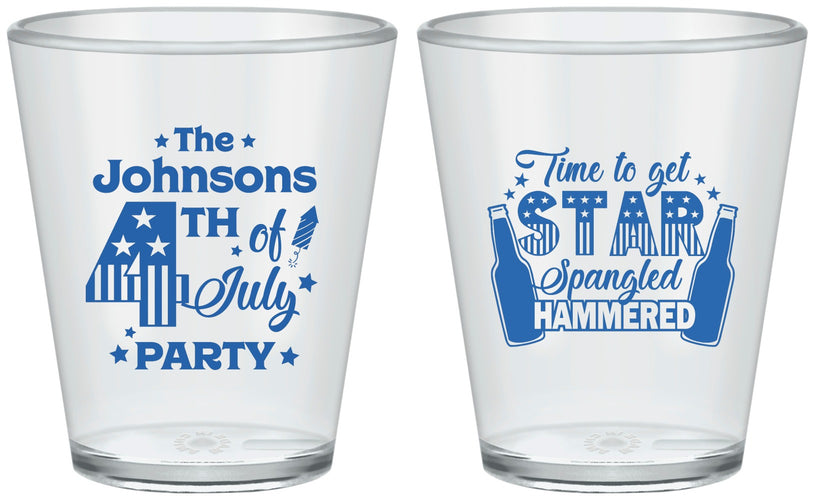 Custom 4th Of July Plastic Shot Glasses - Star Spangled Hammered | 220049