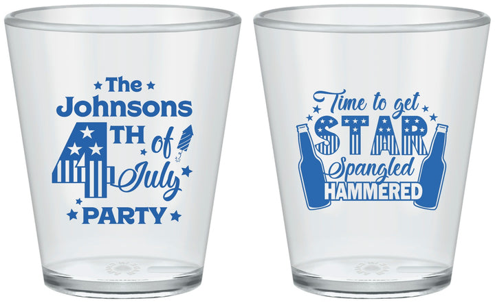 Custom 4th Of July Plastic Shot Glasses - Star Spangled Hammered | 220049
