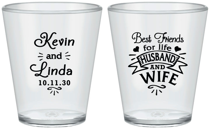 Custom Wedding Plastic Shot Glasses - Best Friends | 221