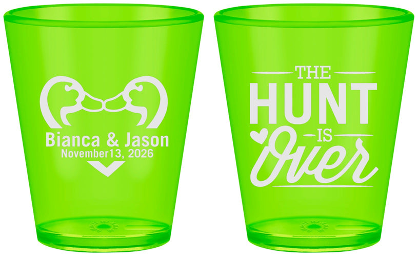 Custom Wedding Plastic Shot Glasses - The Hunt Is Over Duck | 227