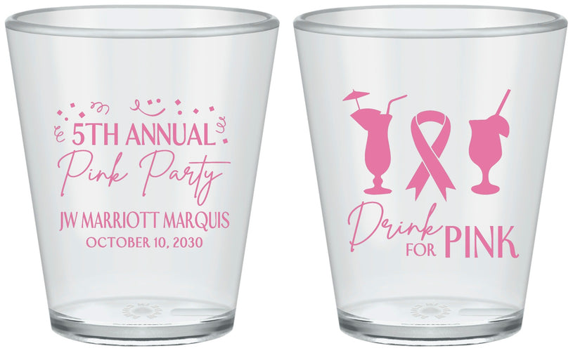 Custom Awareness Plastic Shot Glasses - Drink For Pink | 230001