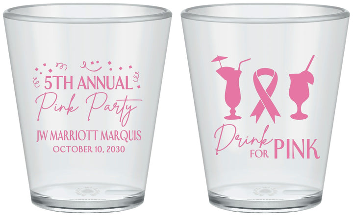Custom Awareness Plastic Shot Glasses - Drink For Pink | 230001