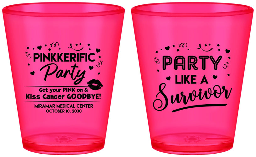 Custom Awareness Plastic Shot Glasses - Party Like A Survivor | 230003