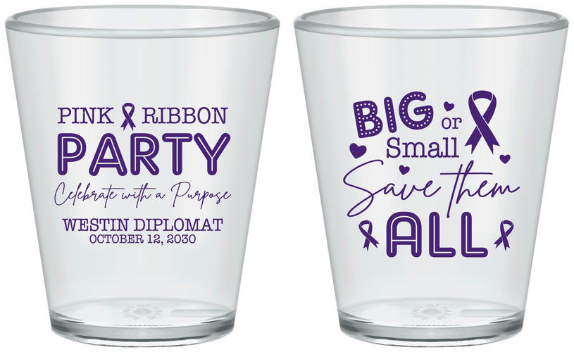 Custom Awareness Plastic Shot Glasses - Pink Ribbon | 230004