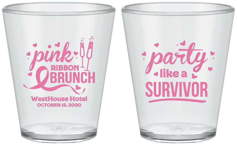 Custom Awareness Plastic Shot Glasses - Party Like A Survivor | 230005