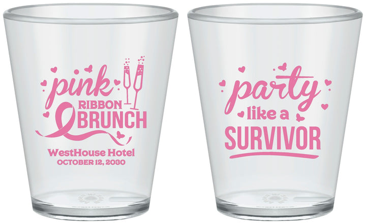 Custom Awareness Plastic Shot Glasses - Party Like A Survivor | 230005