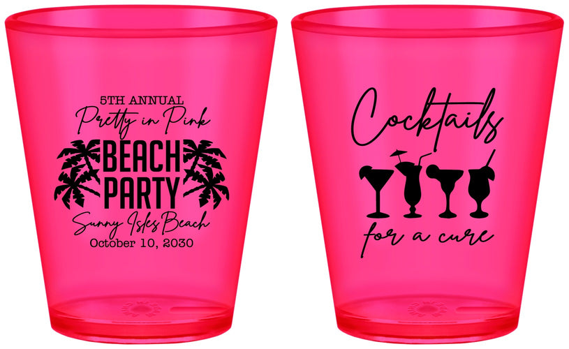 Custom Awareness Plastic Shot Glasses - Beach Party | 230007