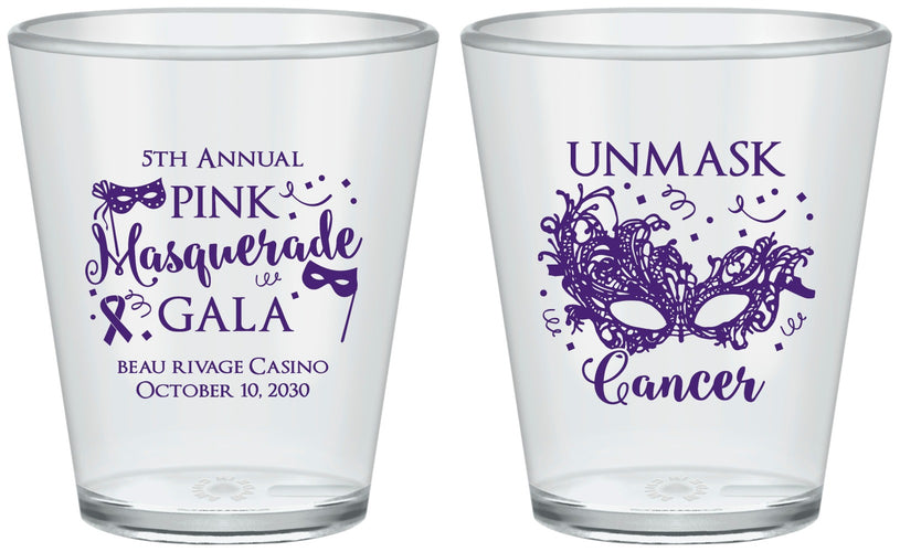 Custom Awareness Plastic Shot Glasses - Masquerade | 230008