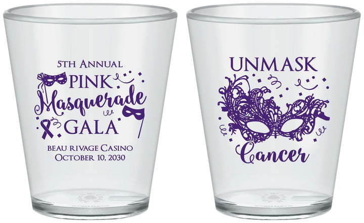 Custom Awareness Plastic Shot Glasses - Masquerade | 230008