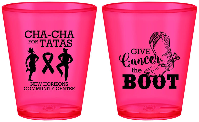 Custom Awareness Plastic Shot Glasses - Give Cancer A Boot | 230011