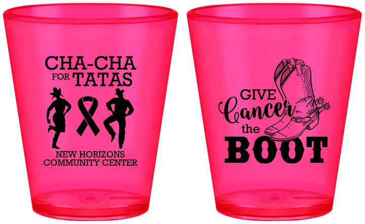 Custom Awareness Plastic Shot Glasses - Give Cancer A Boot | 230011